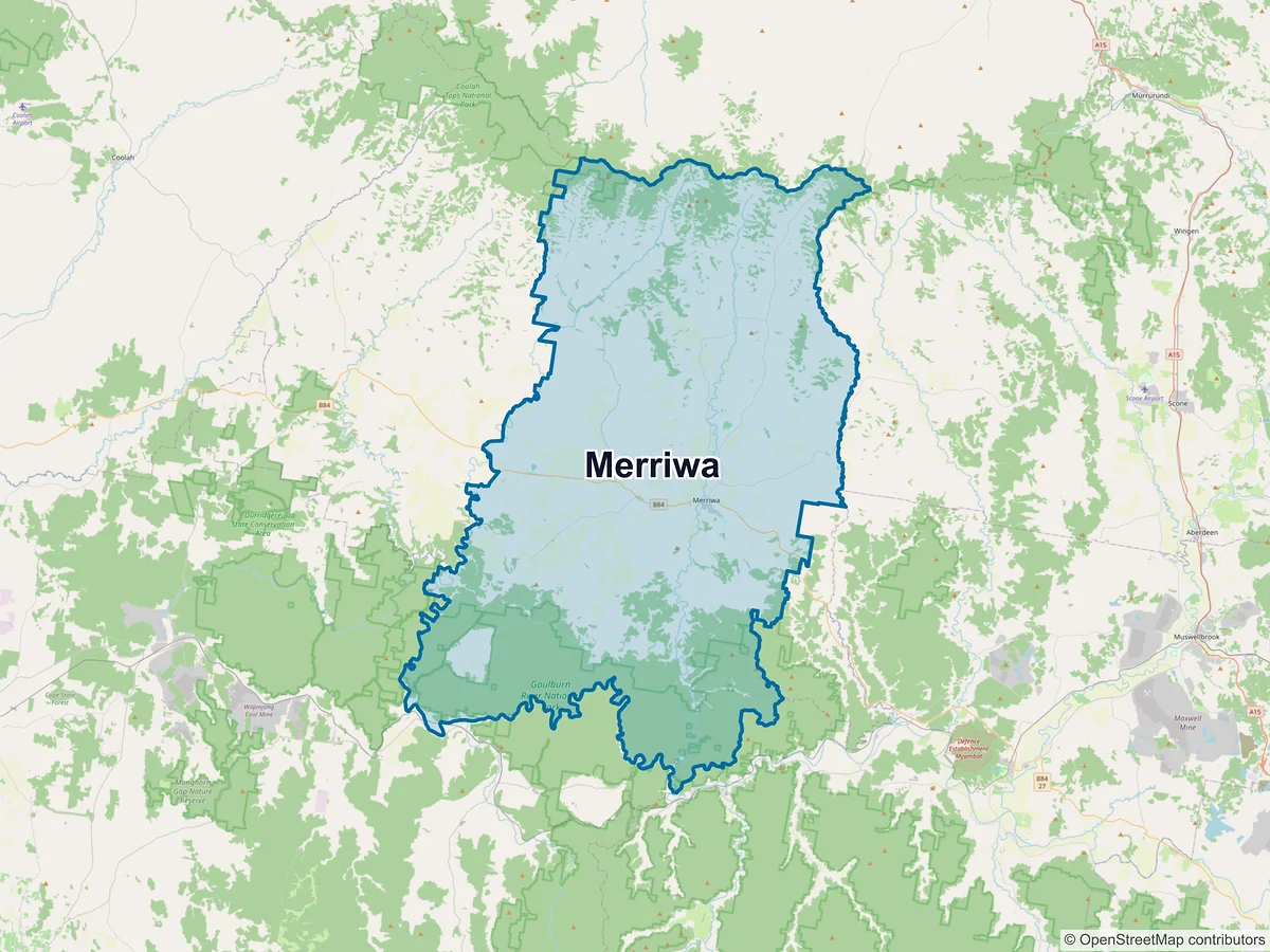 Map of Merriwa, NSW, Australia