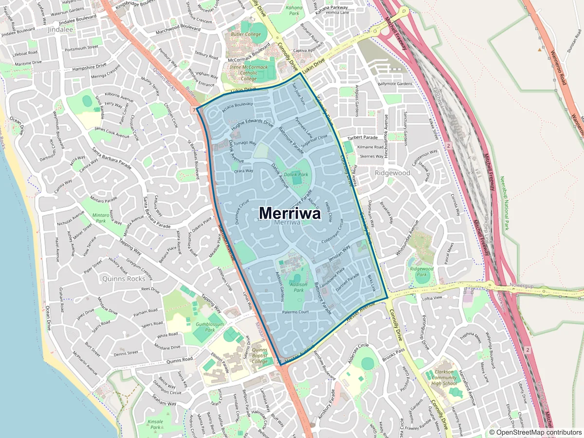 Map of Merriwa, WA, Australia