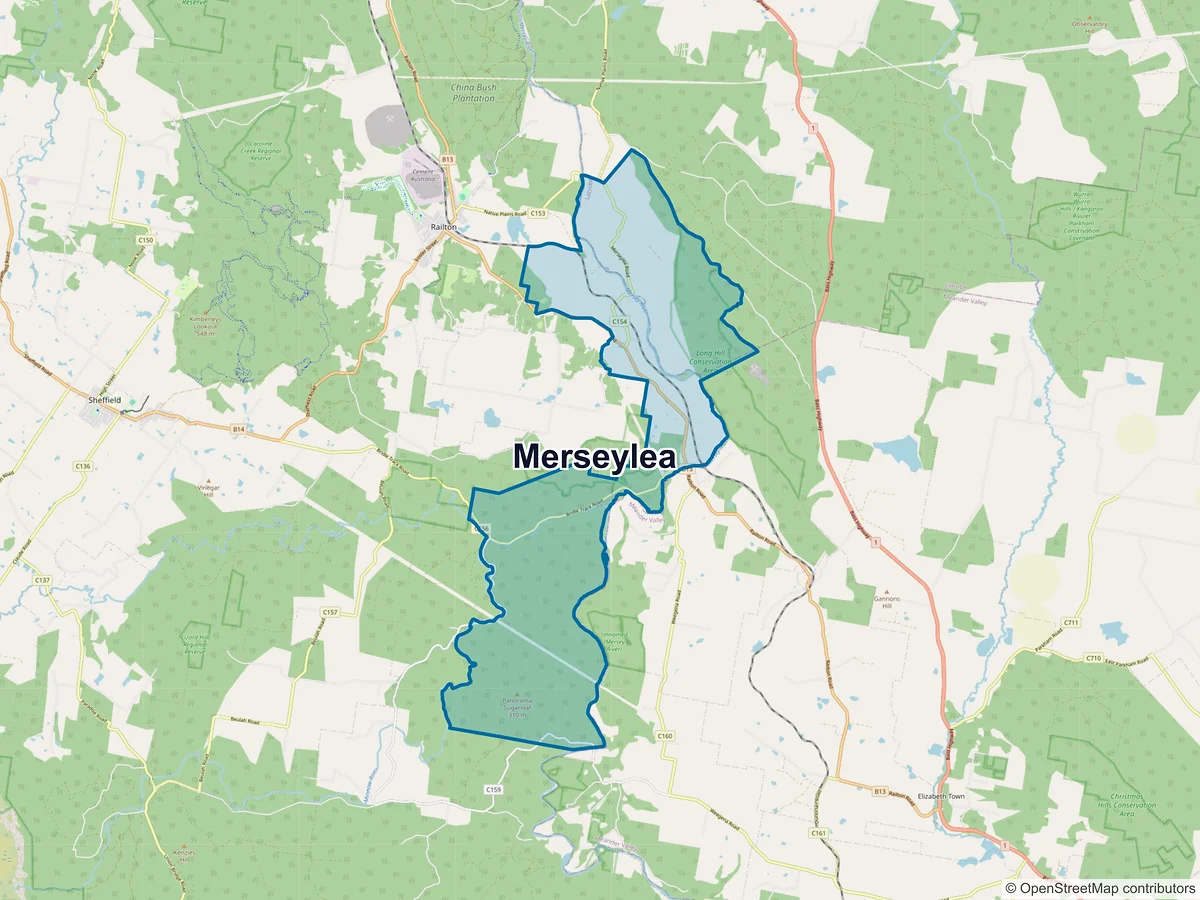 Map of Merseylea, TAS, Australia