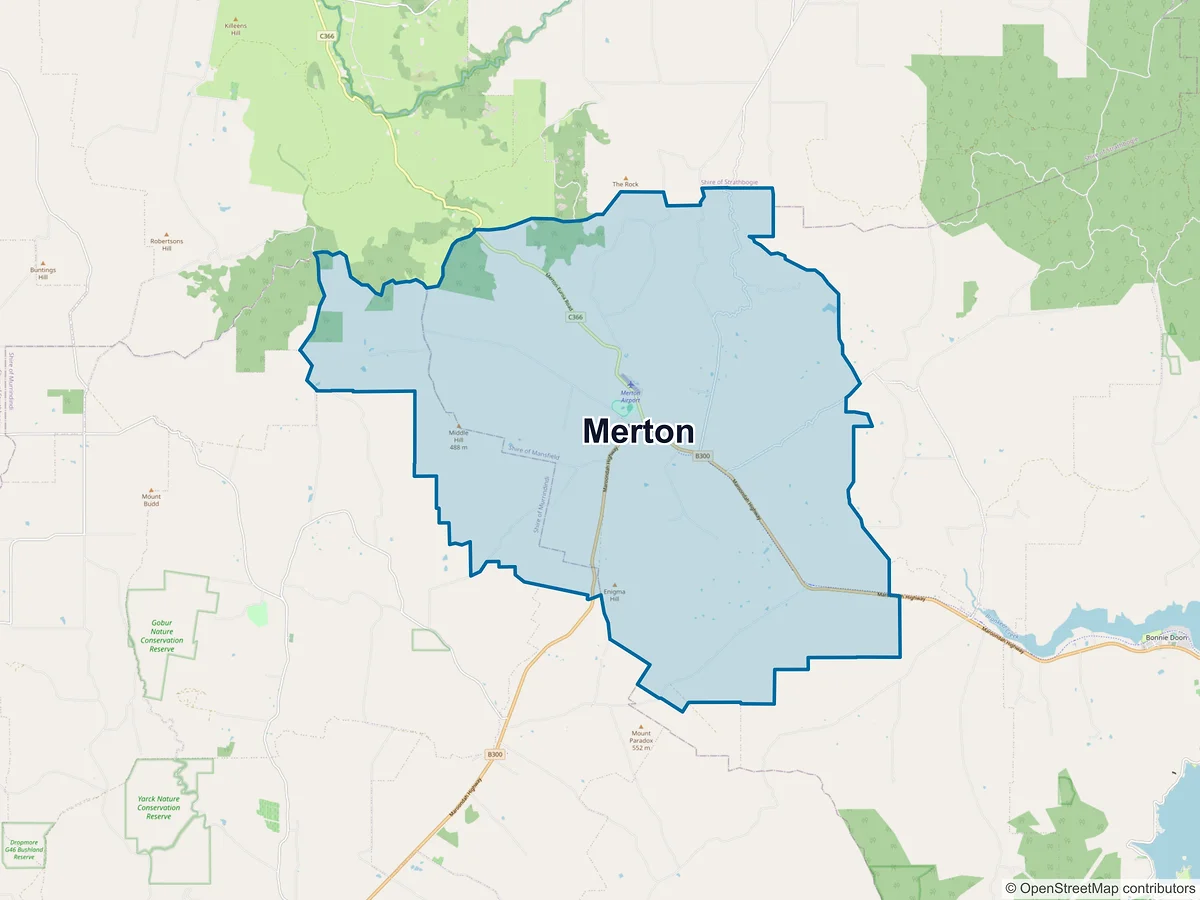 Map of Merton, VIC, Australia