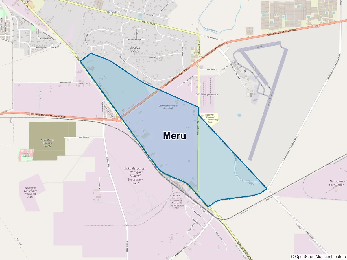 Map of Meru, WA, Australia