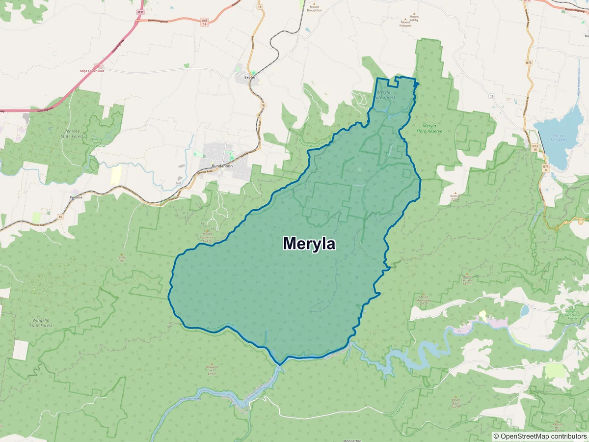Map of Meryla, NSW, Australia