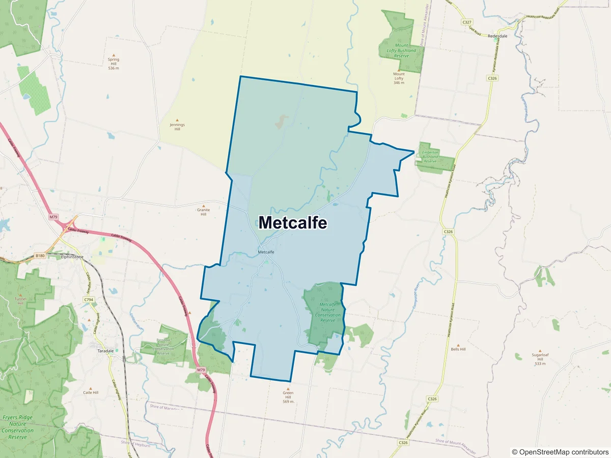 Map of Metcalfe, VIC, Australia