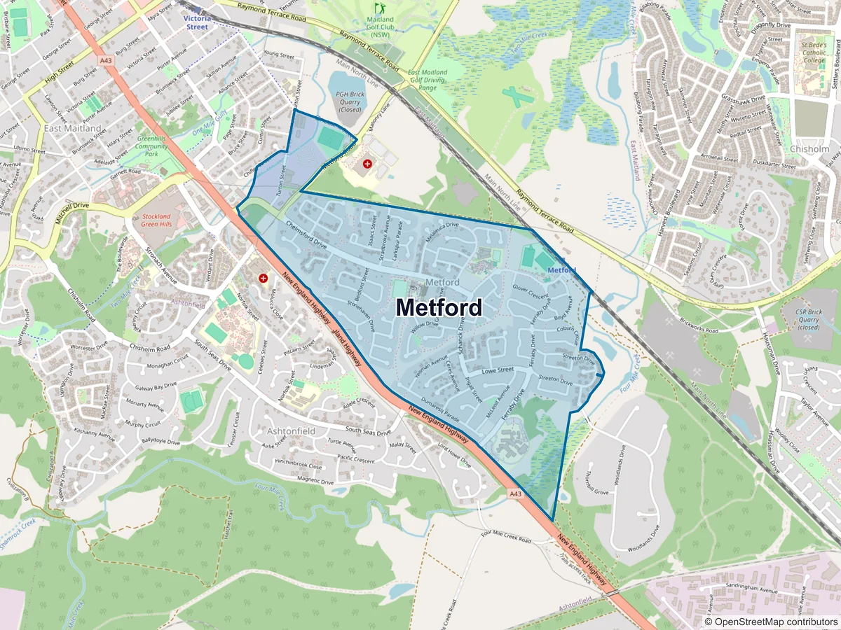 Map of Metford, NSW, Australia