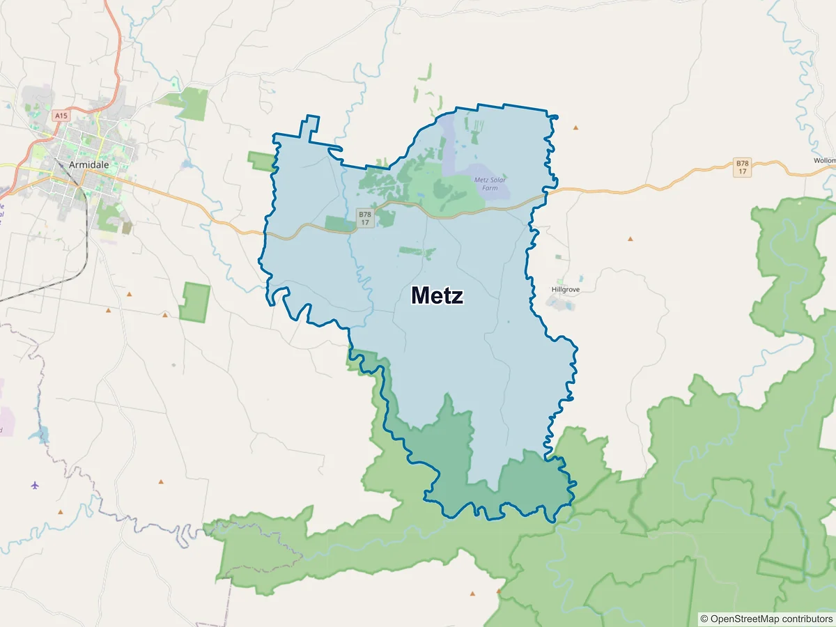 Map of Metz, NSW, Australia