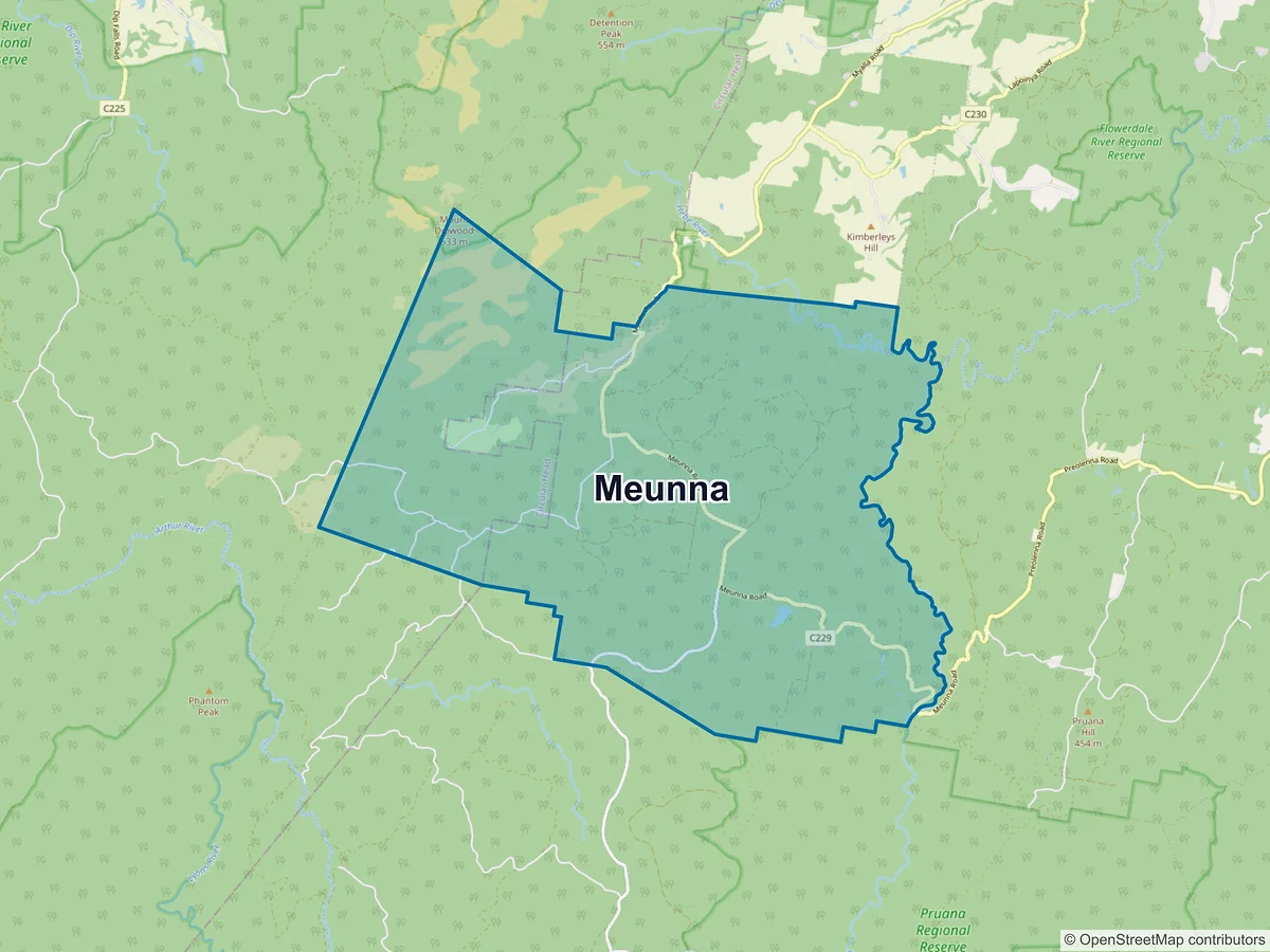 Map of Meunna, TAS, Australia