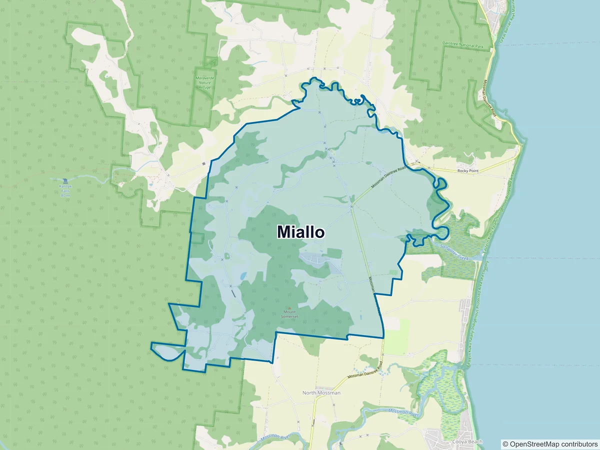 Map of Miallo, QLD, Australia
