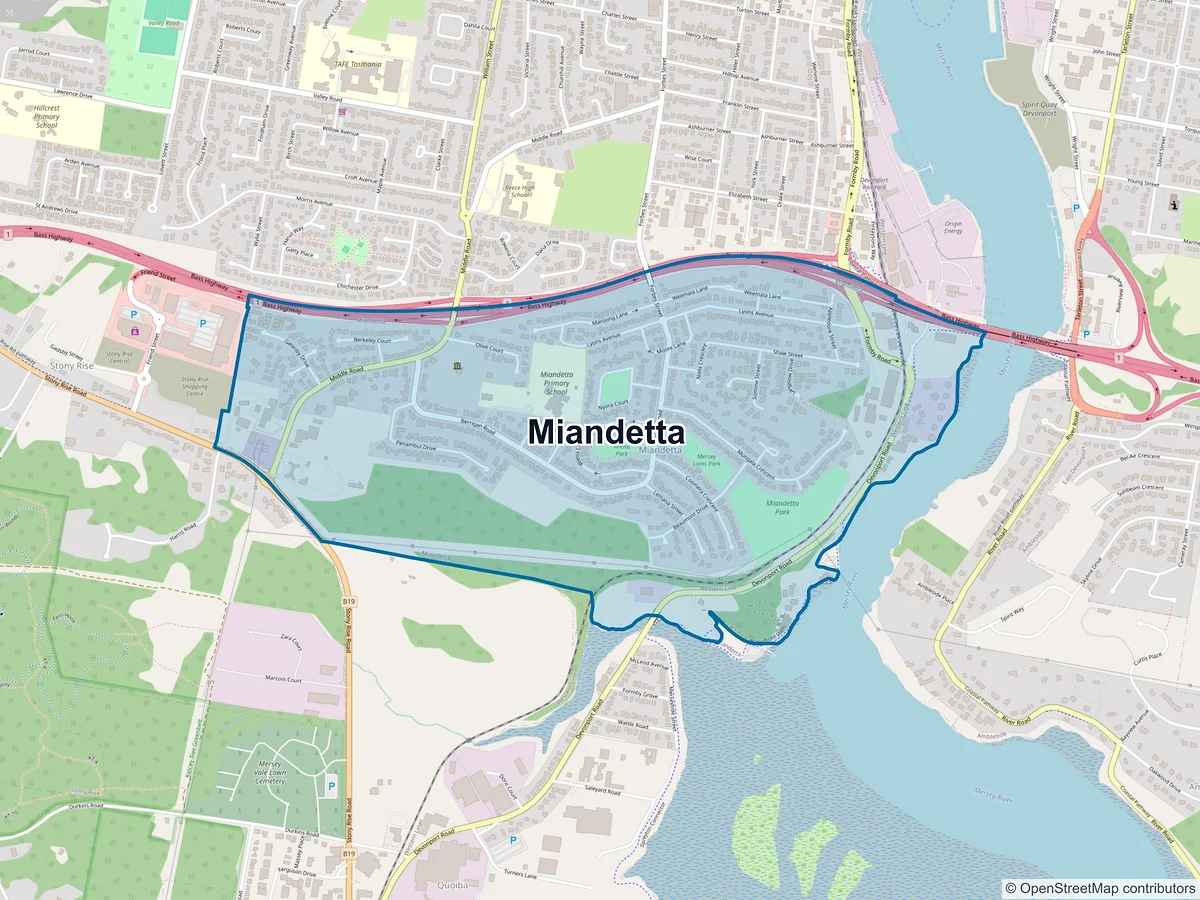 Map of Miandetta, TAS, Australia