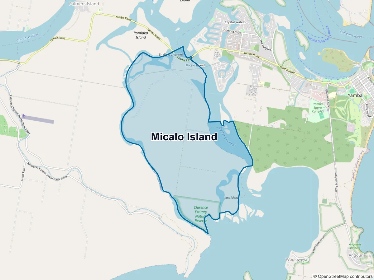 Map of Micalo Island, NSW, Australia