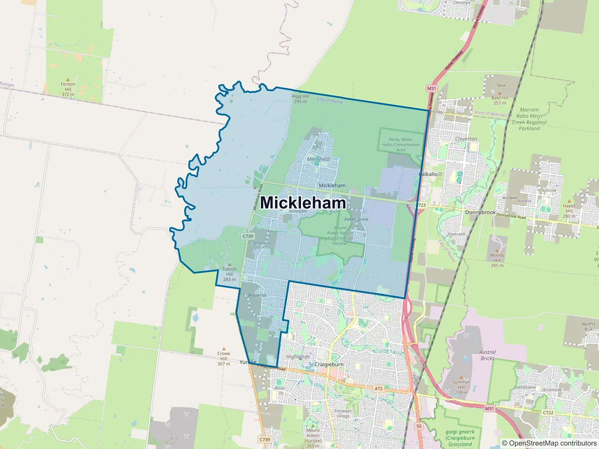 Map of Mickleham, VIC, Australia