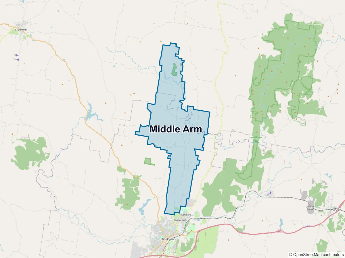 Map of Middle Arm, NSW, Australia