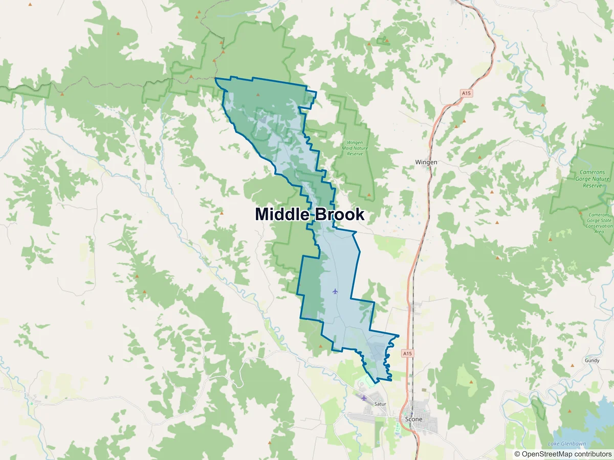 Map of Middle Brook, NSW, Australia