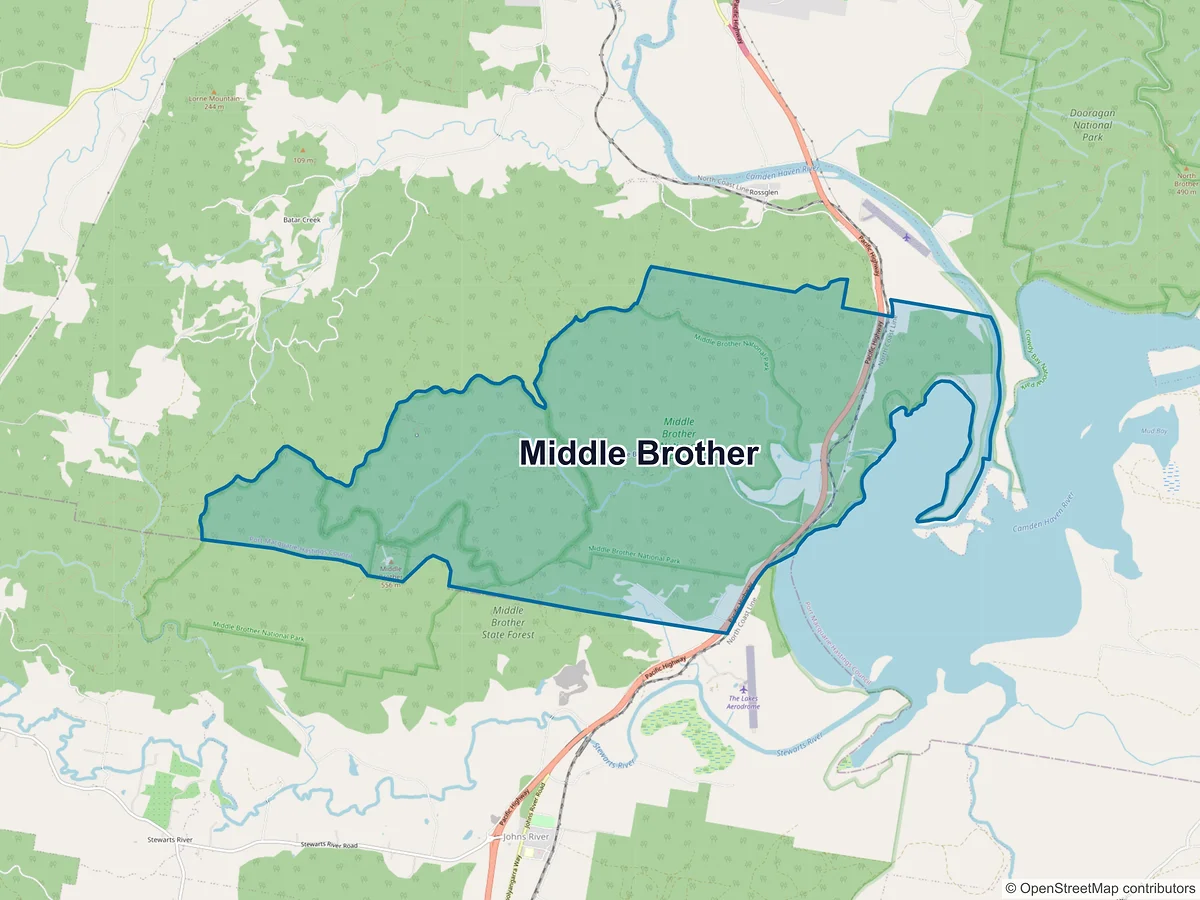 Map of Middle Brother, NSW, Australia