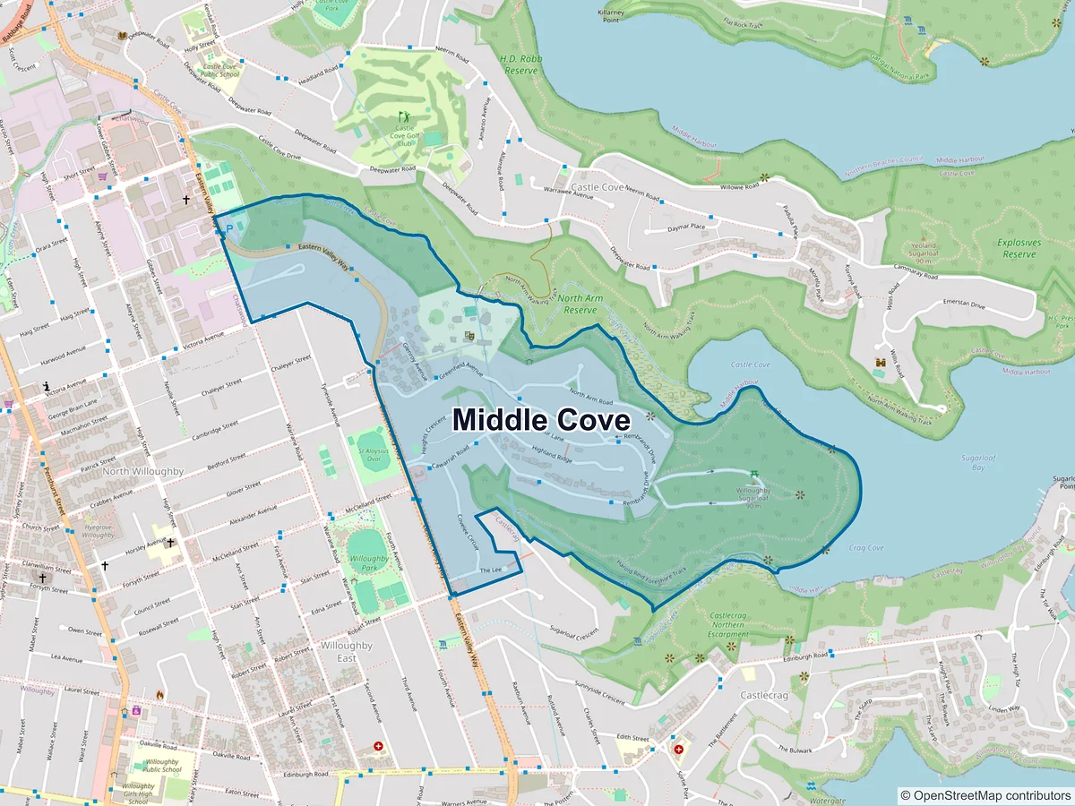 Map of Middle Cove, NSW, Australia