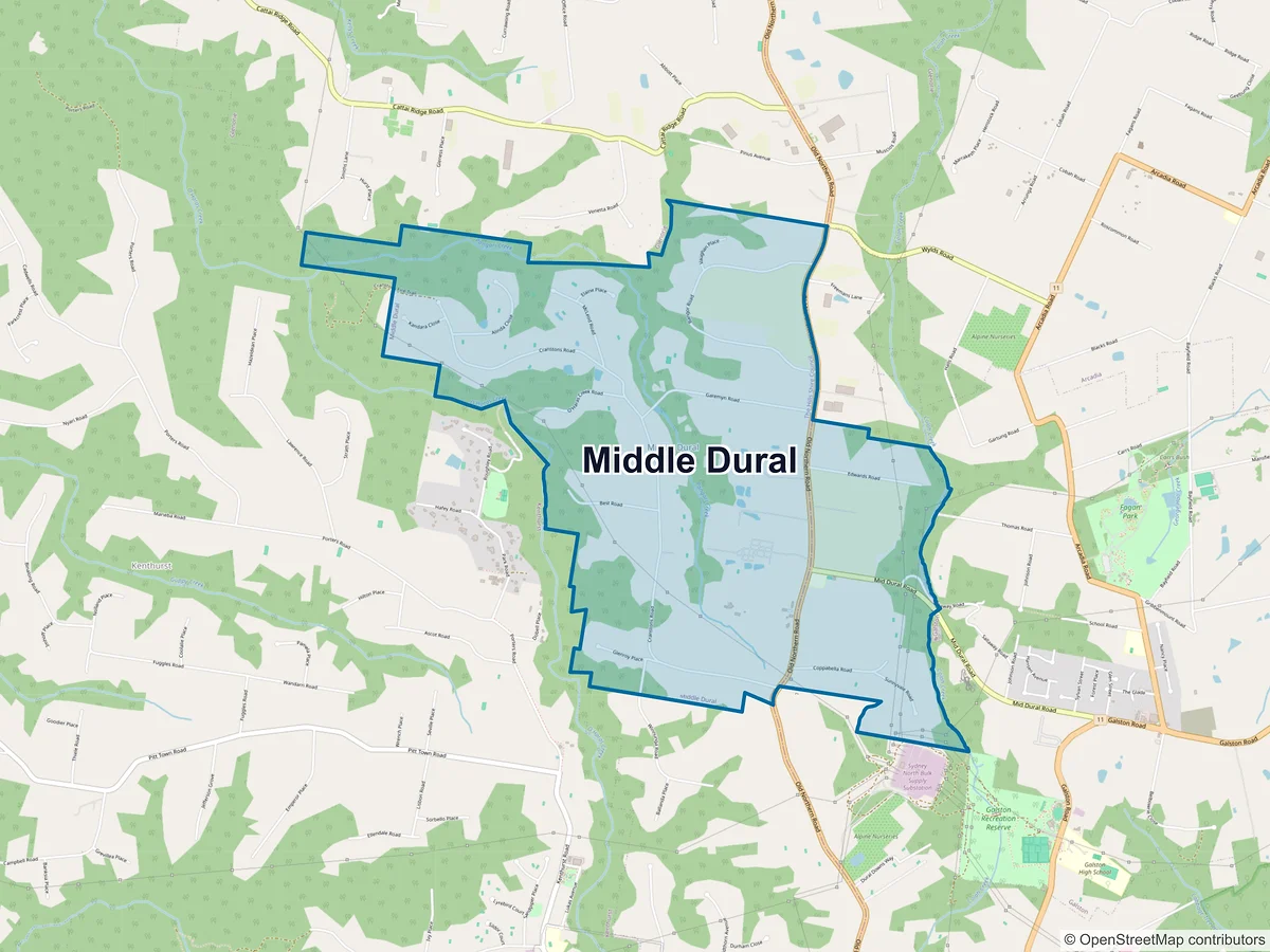 Map of Middle Dural, NSW, Australia
