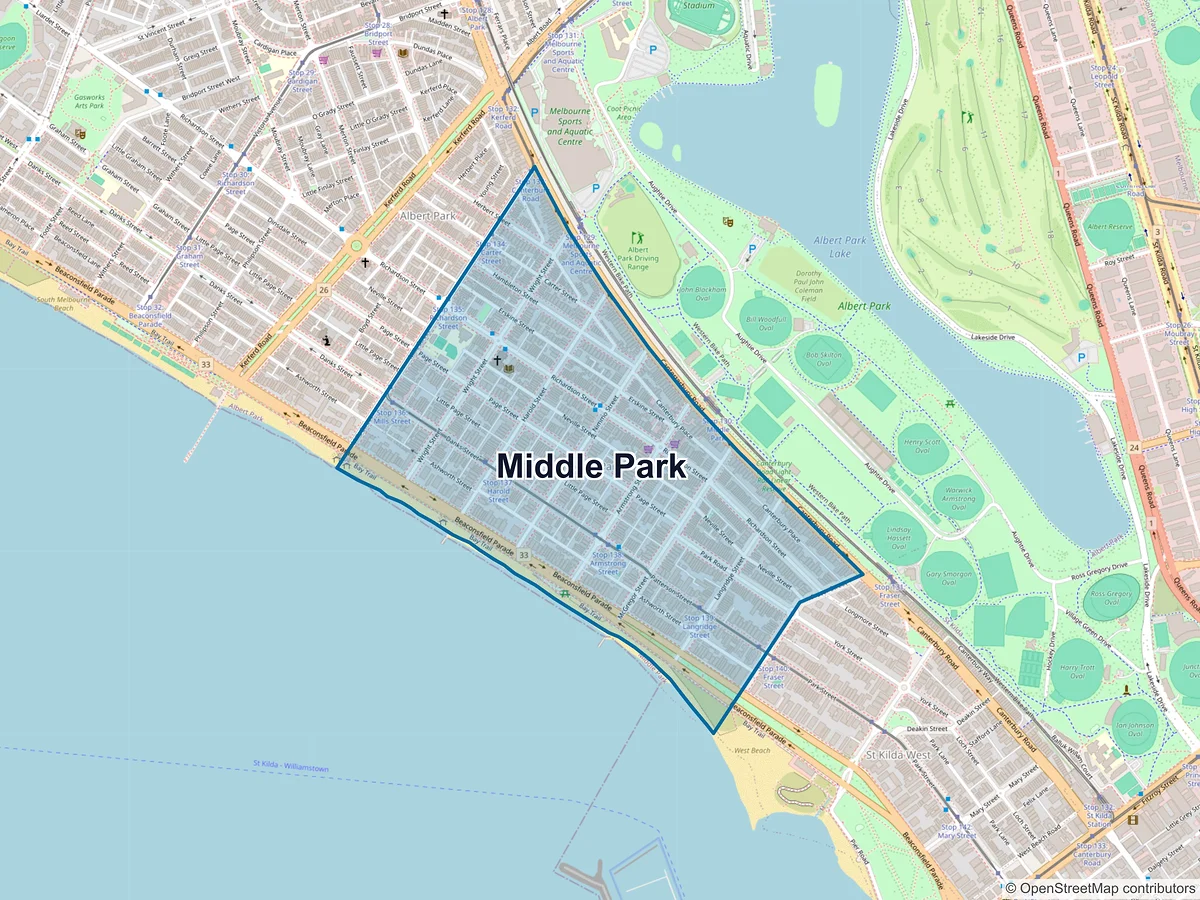 Map of Middle Park, VIC, Australia