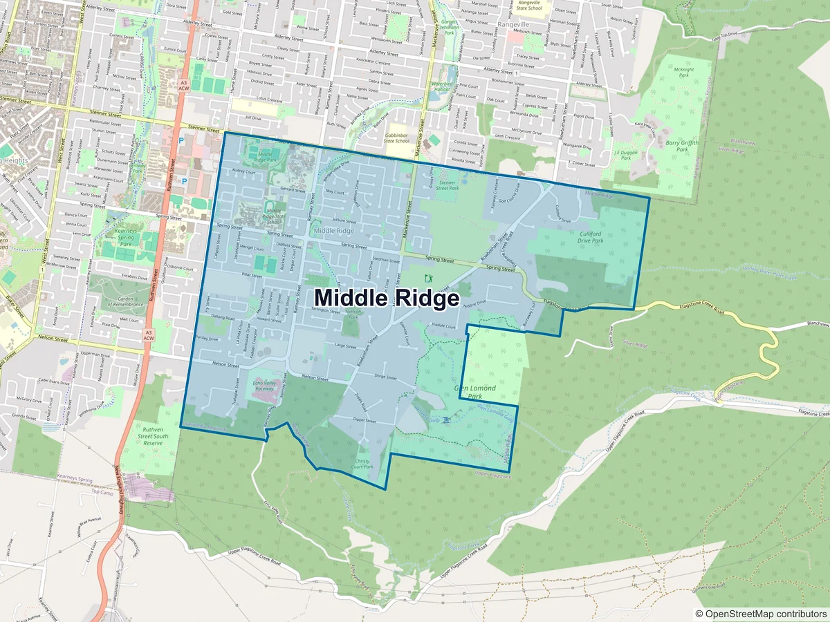 Map of Middle Ridge, QLD, Australia