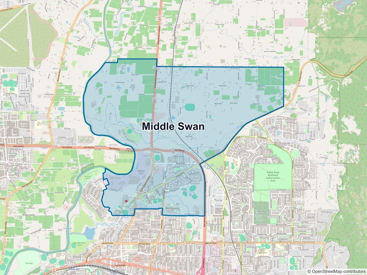 Map of Middle Swan, WA, Australia