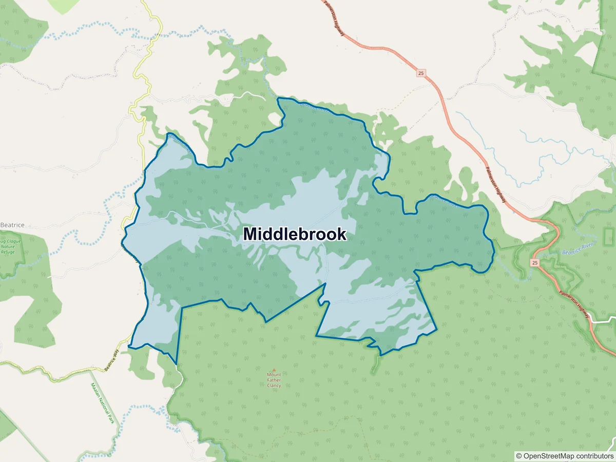 Map of Middlebrook, QLD, Australia