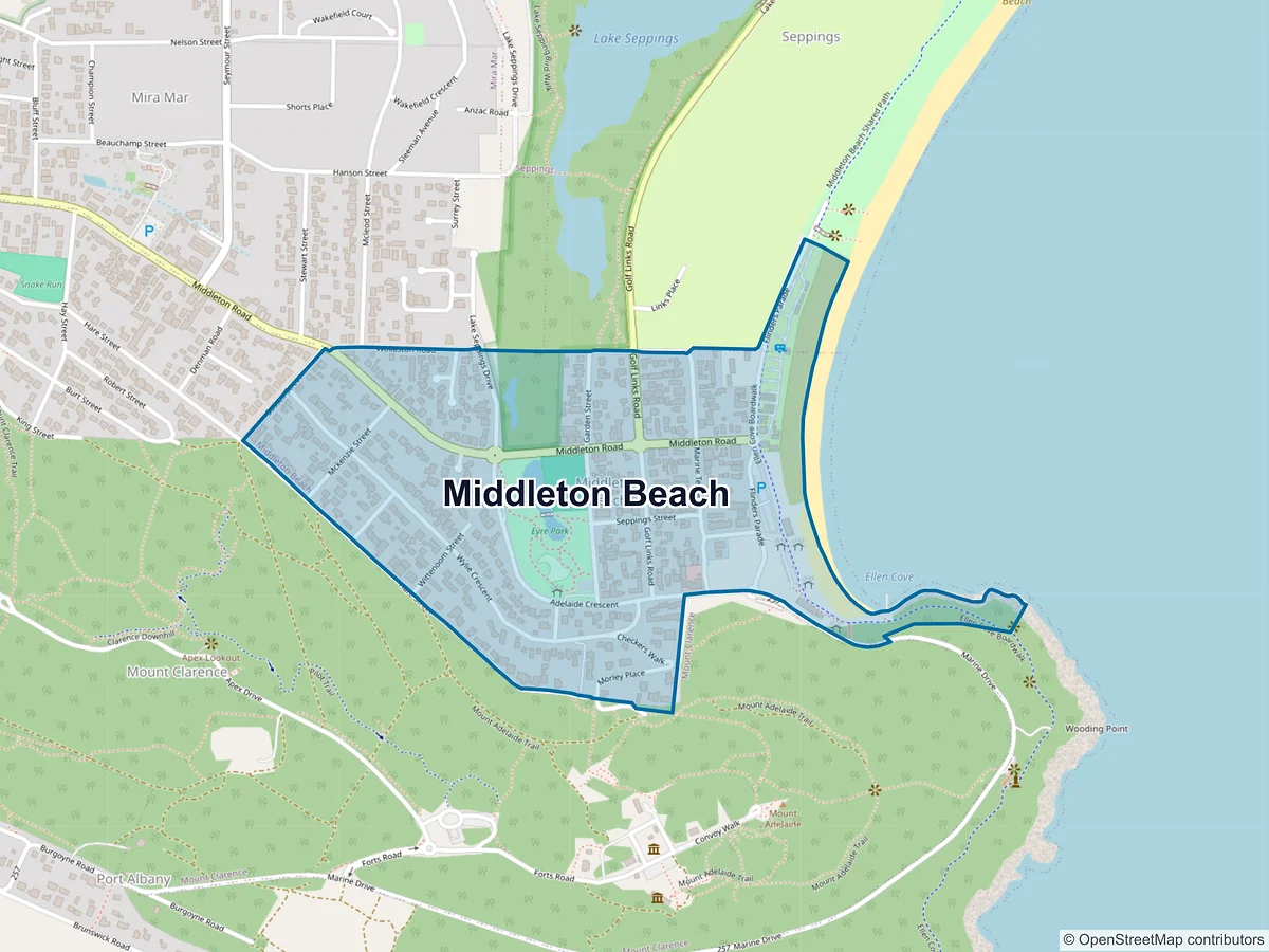 Map of Middleton Beach, WA, Australia