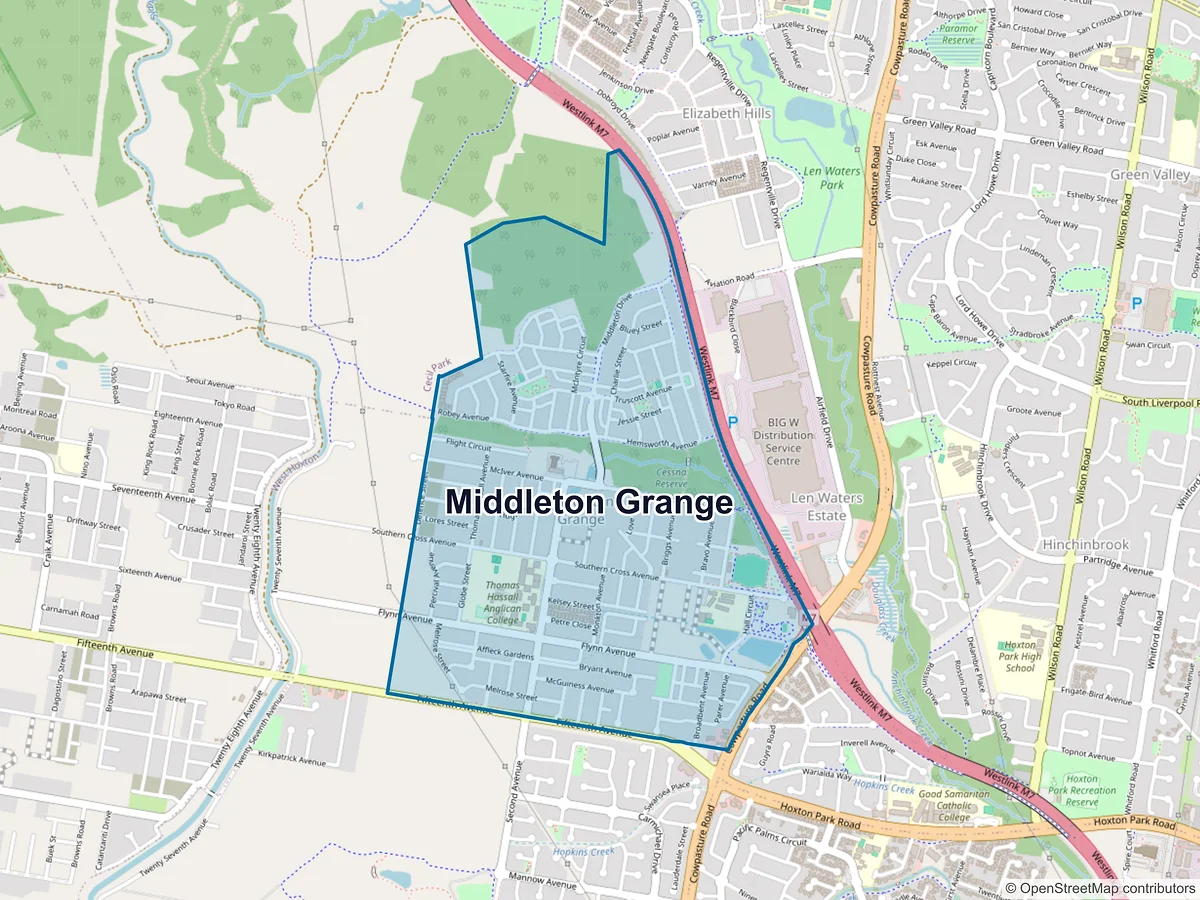 Map of Middleton Grange, NSW, Australia