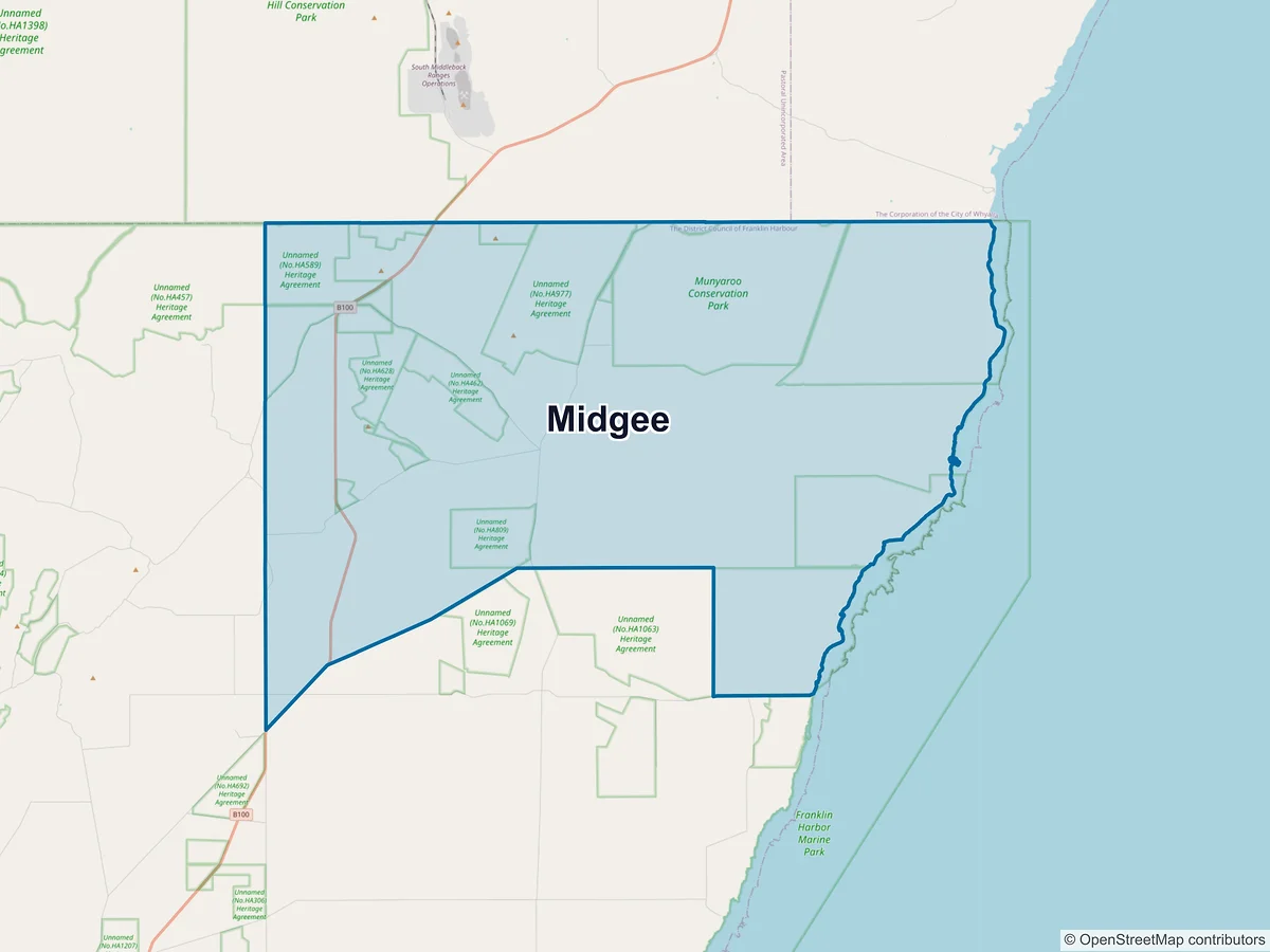 Map of Midgee, SA, Australia