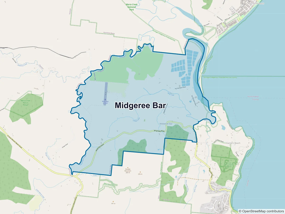 Map of Midgeree Bar, QLD, Australia