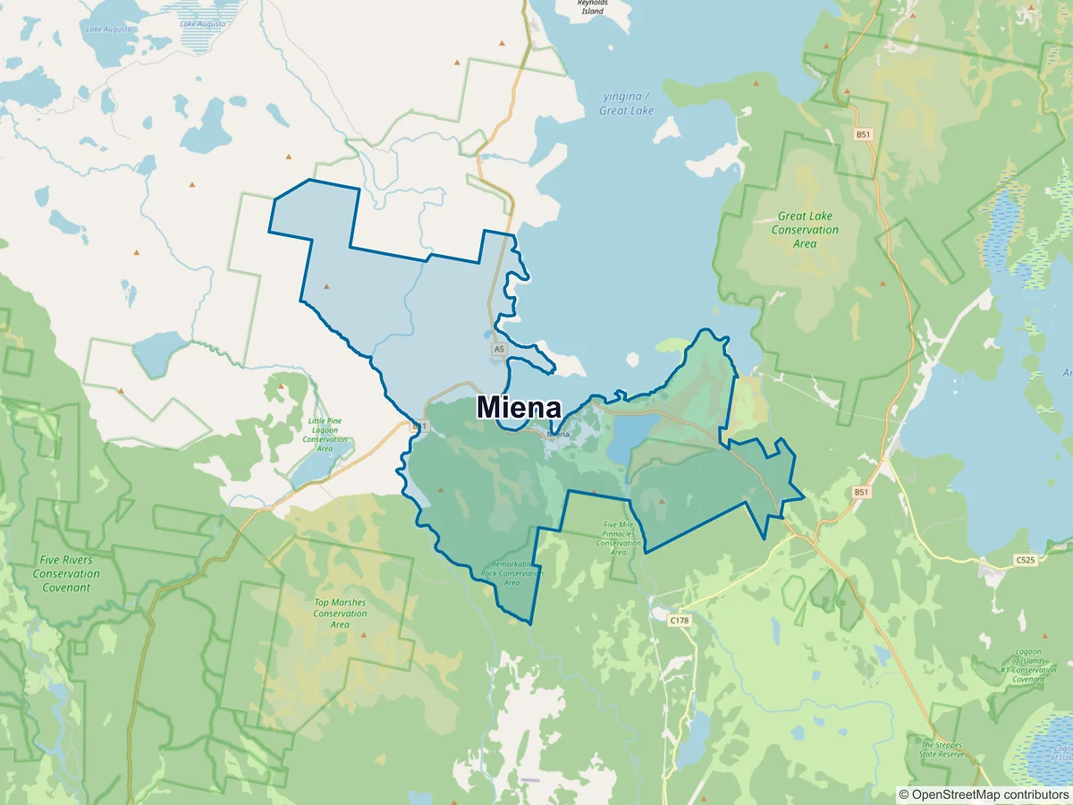 Map of Miena, TAS, Australia