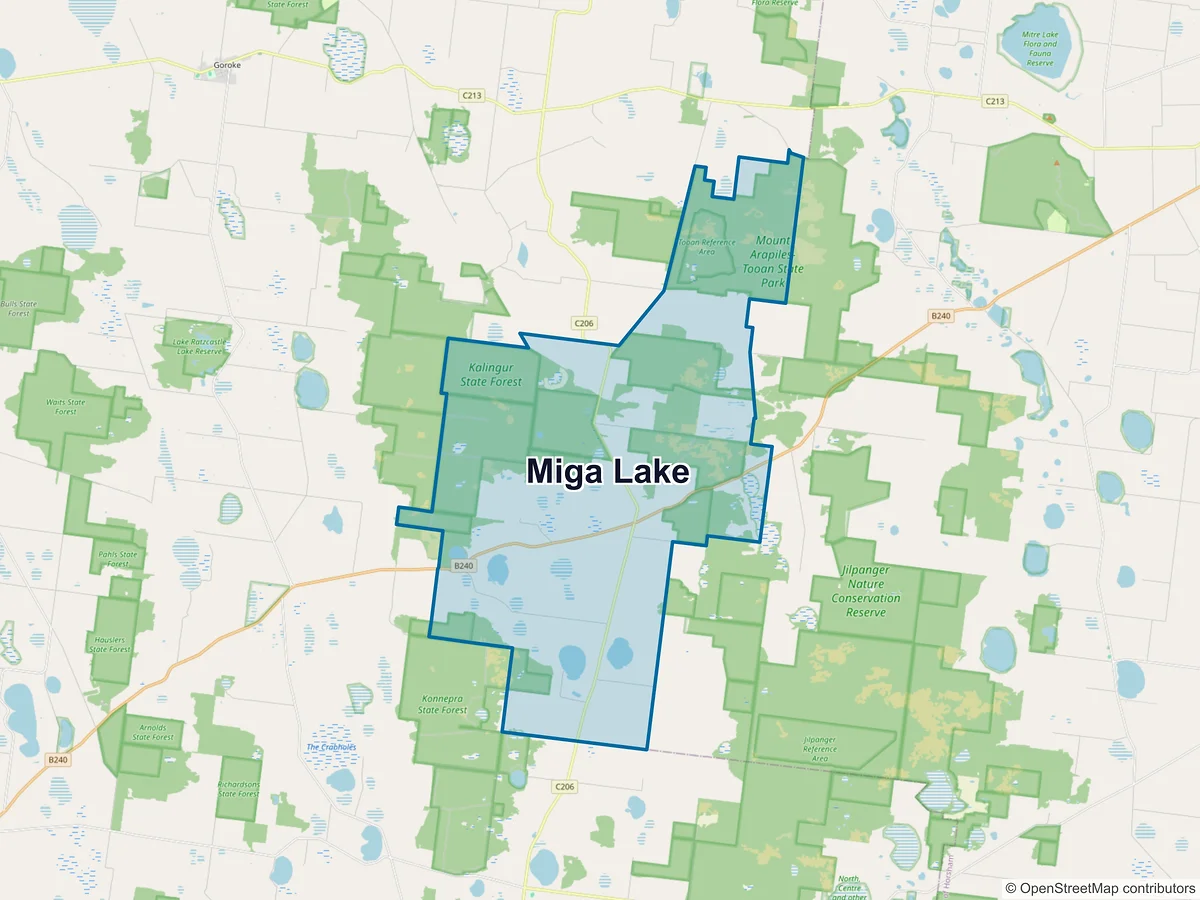 Map of Miga Lake, VIC, Australia