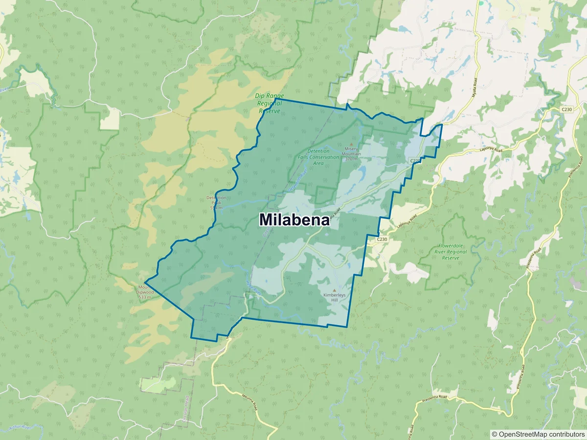 Map of Milabena, TAS, Australia