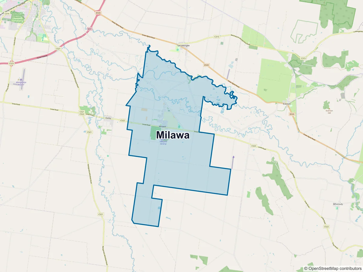 Map of Milawa, VIC, Australia