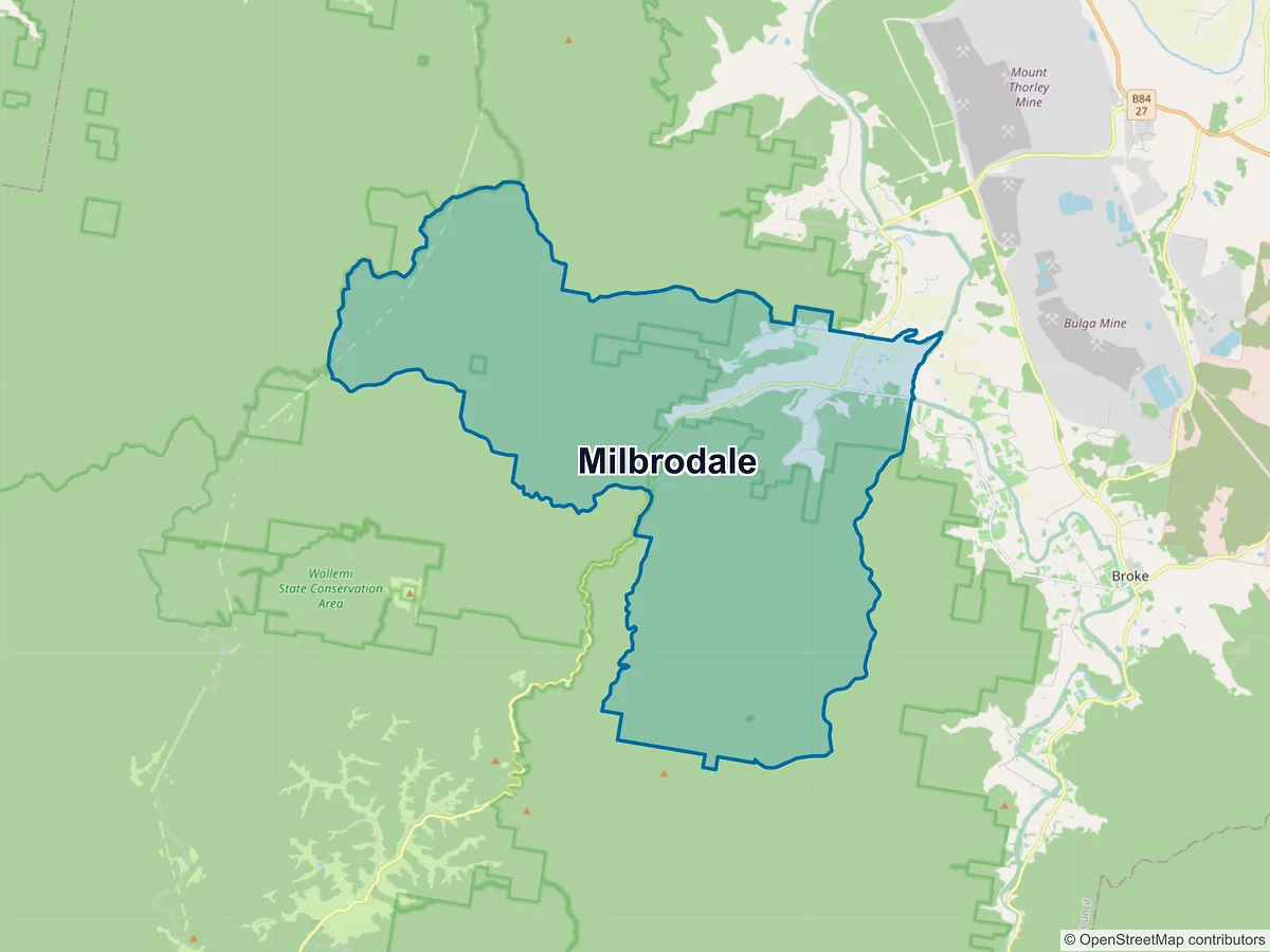 Map of Milbrodale, NSW, Australia