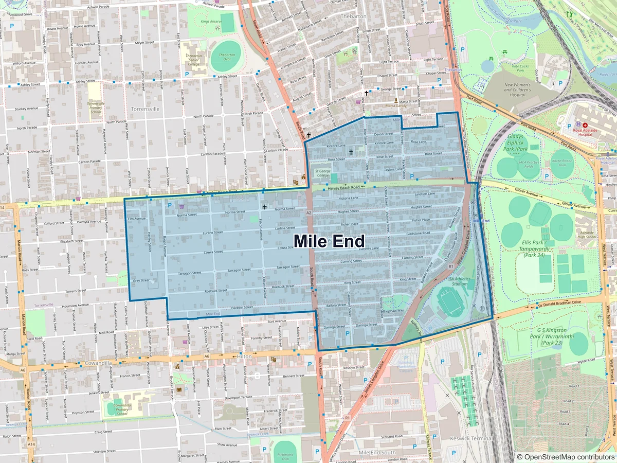 Map of Mile End, SA, Australia