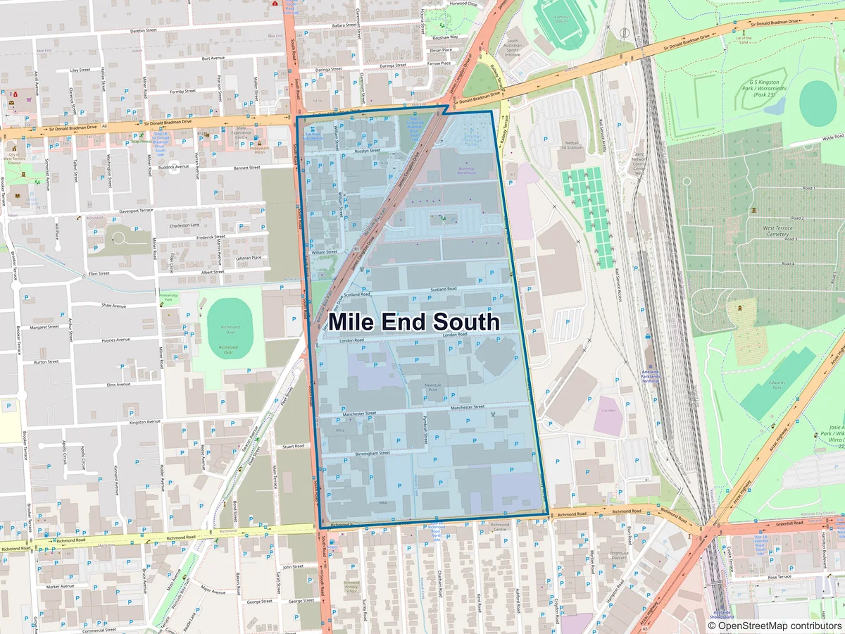 Map of Mile End South, SA, Australia