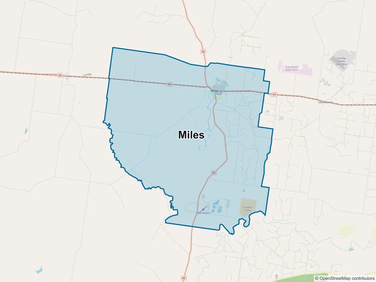 Map of Miles, QLD, Australia