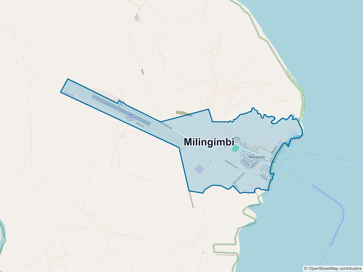 Map of Milingimbi, NT, Australia