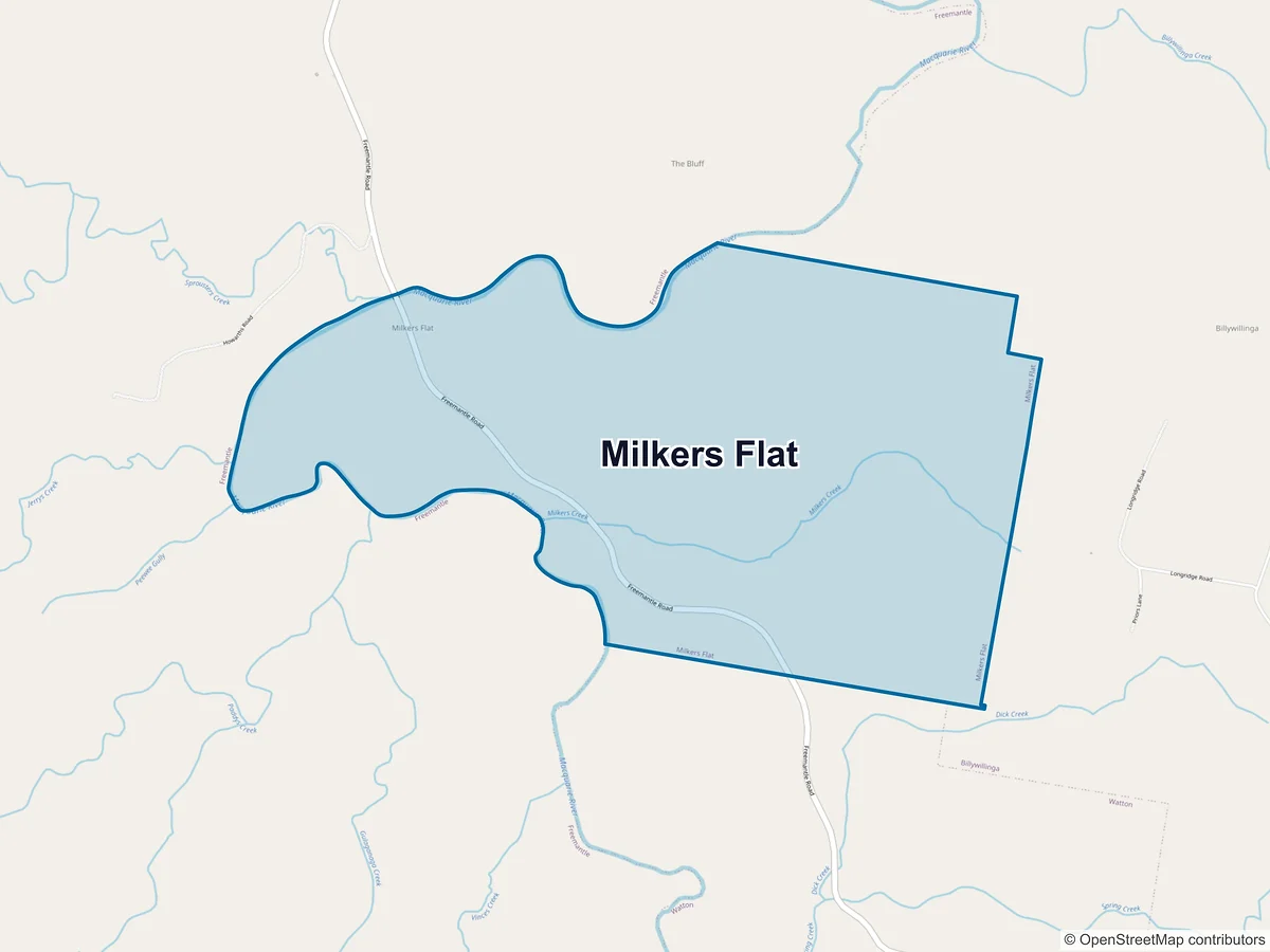 Map of Milkers Flat, NSW, Australia