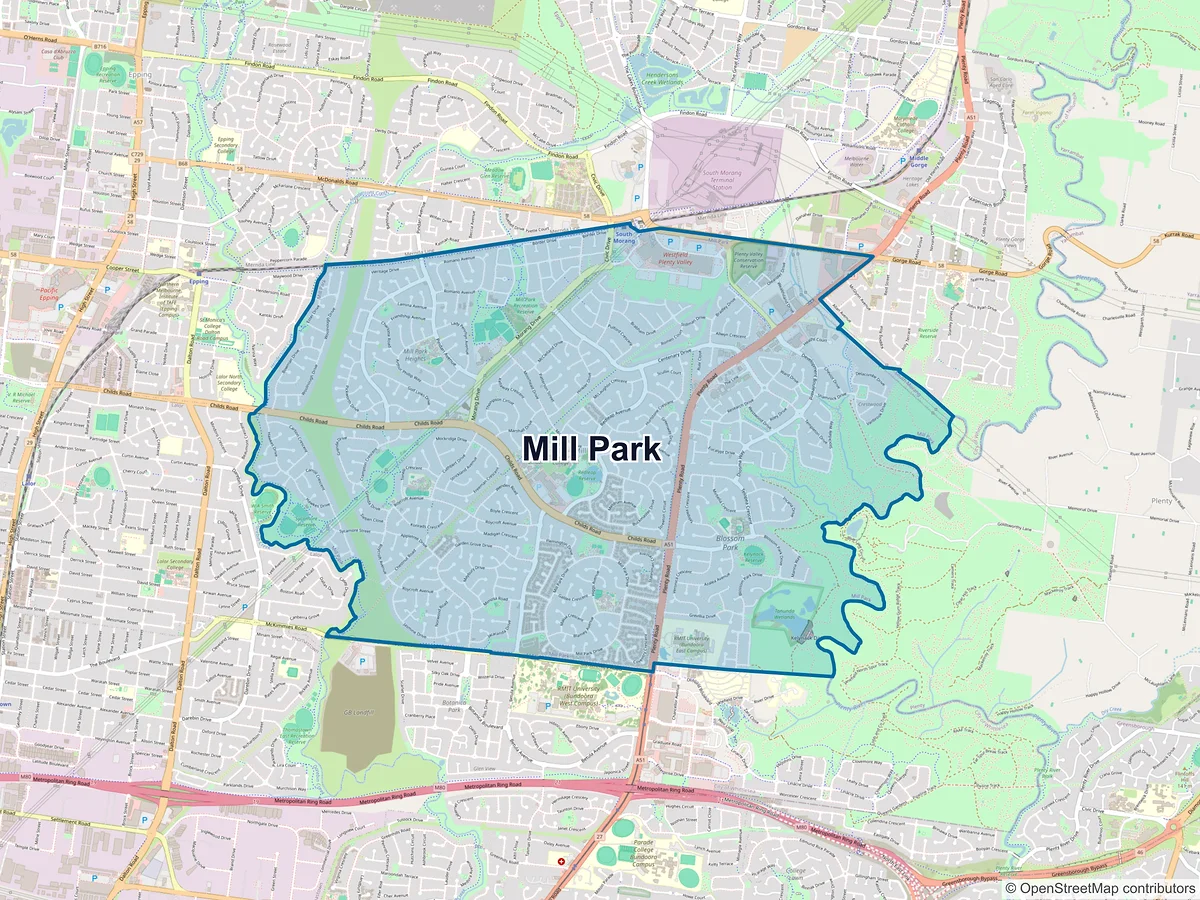 Map of Mill Park, VIC, Australia