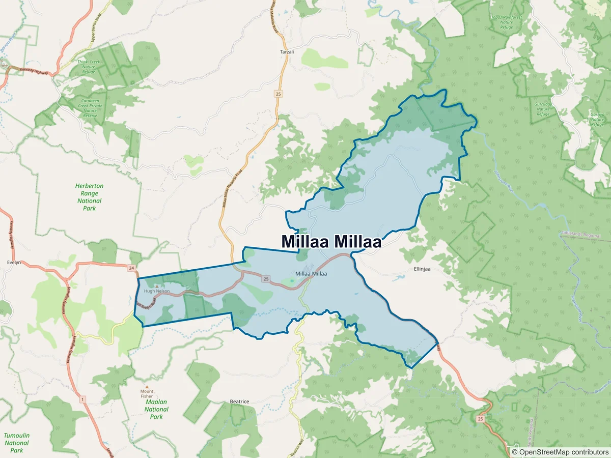 Map of Millaa Millaa, QLD, Australia