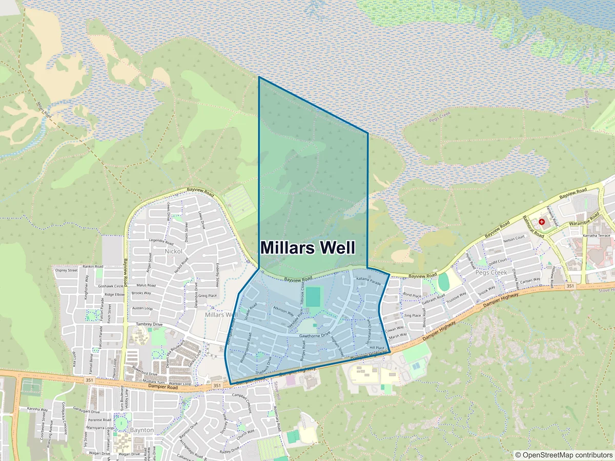 Map of Millars Well, WA, Australia