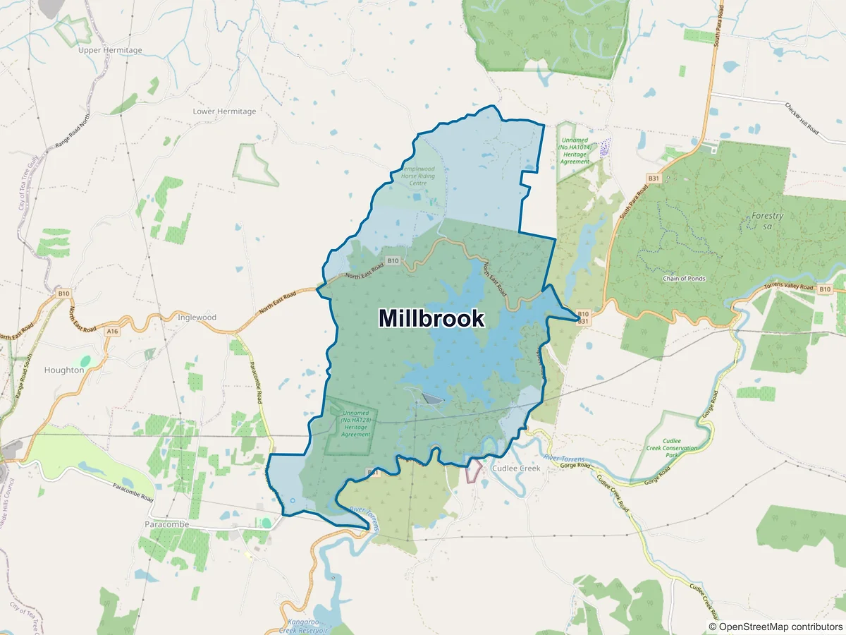 Map of Millbrook, SA, Australia