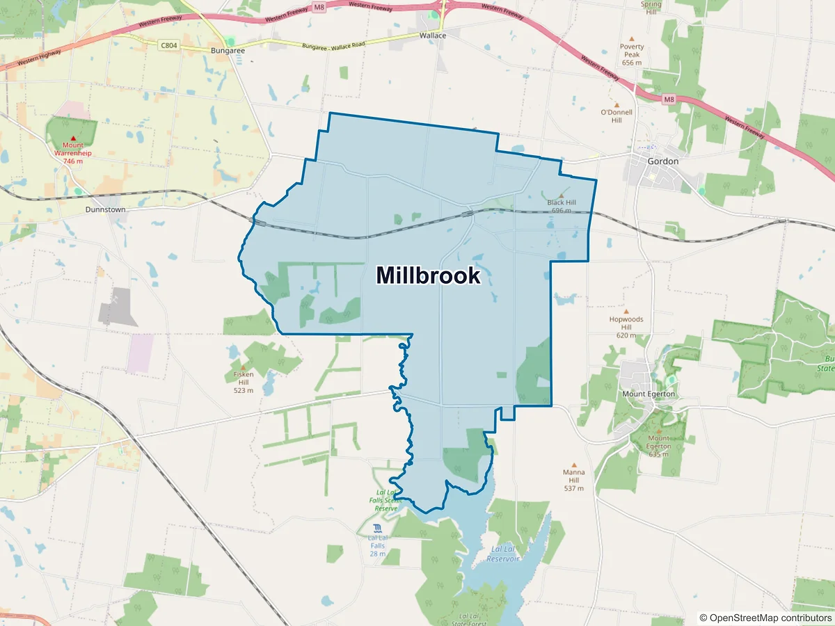 Map of Millbrook, VIC, Australia