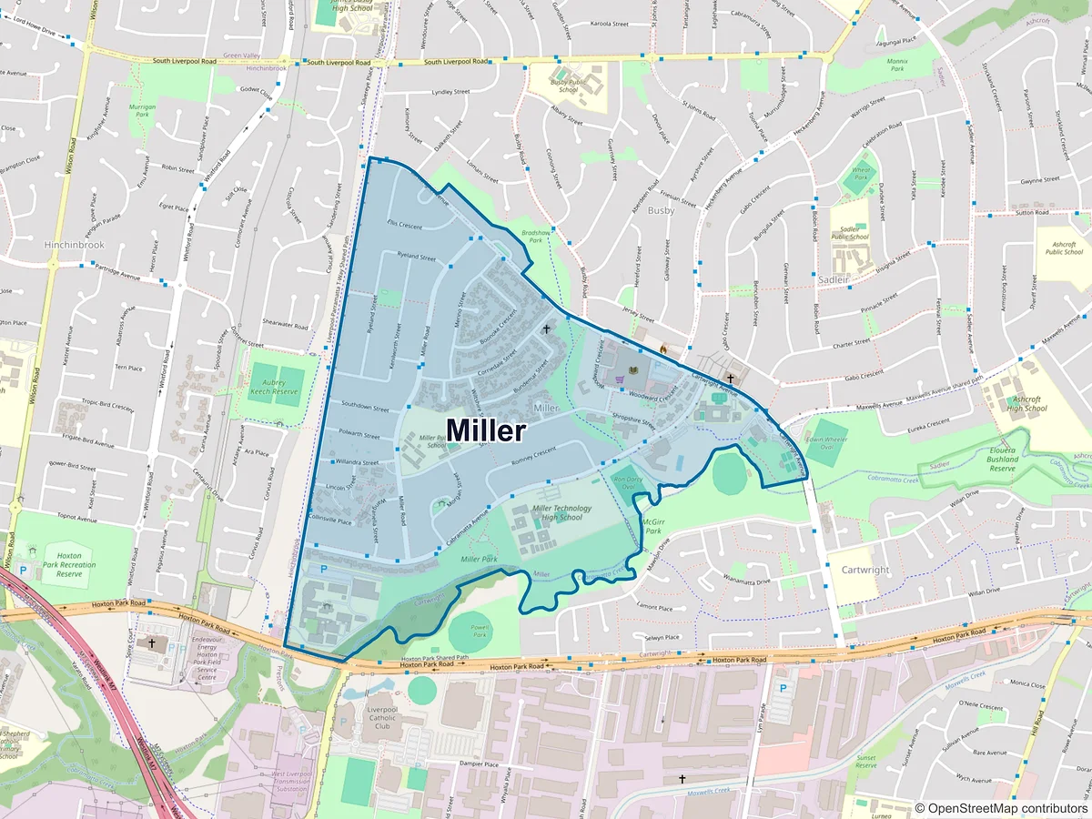 Map of Miller, NSW, Australia