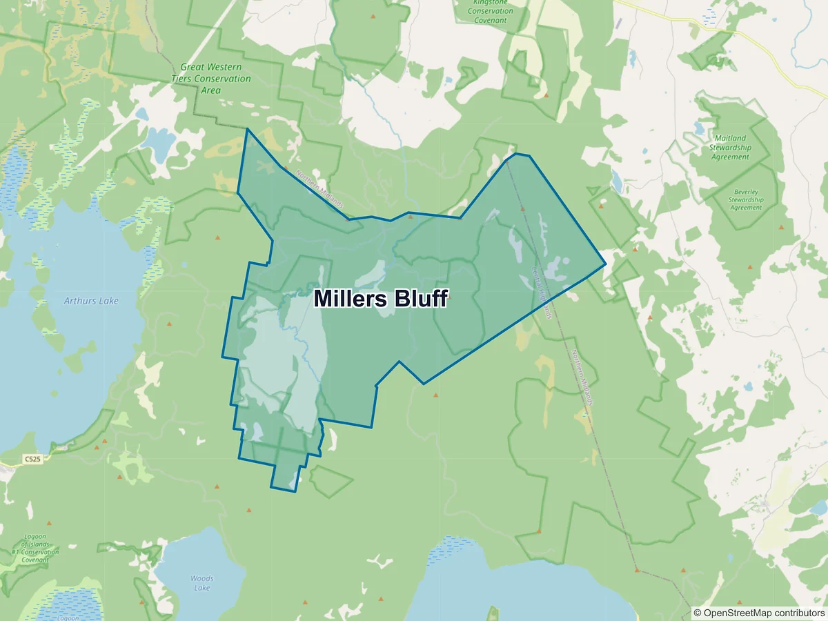 Map of Millers Bluff, TAS, Australia