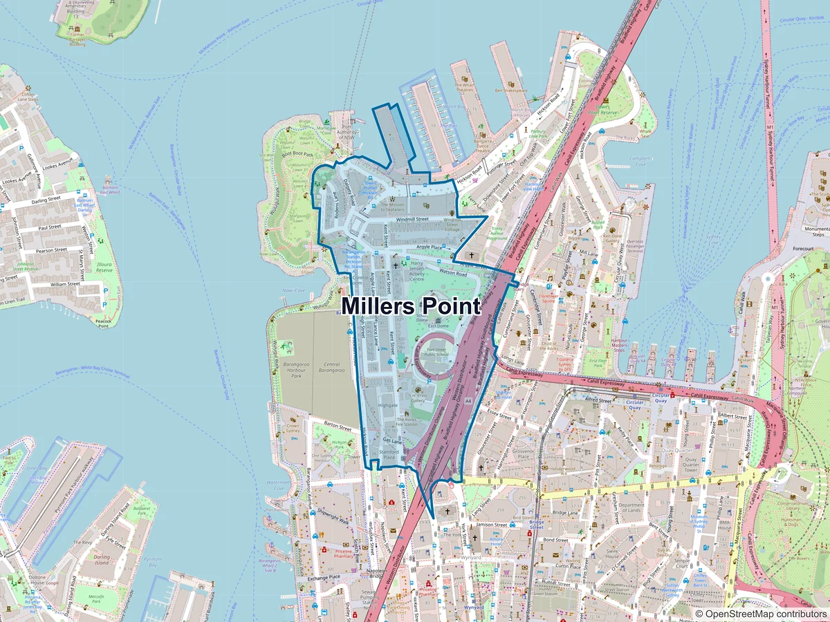 Map of Millers Point, NSW, Australia