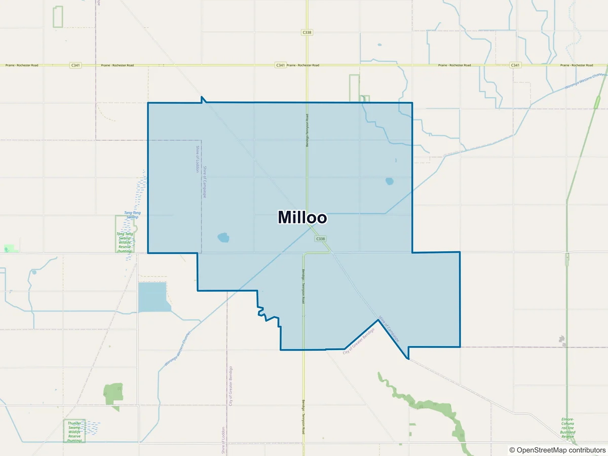 Map of Milloo, VIC, Australia