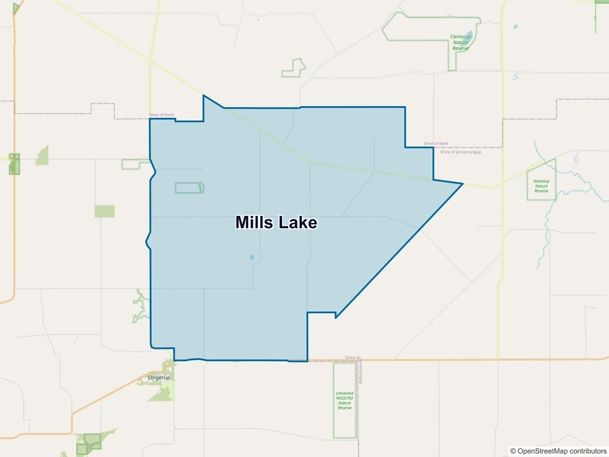 Map of Mills Lake, WA, Australia
