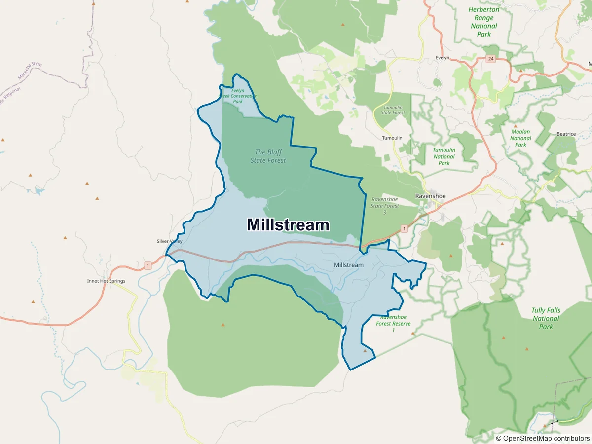Map of Millstream, QLD, Australia