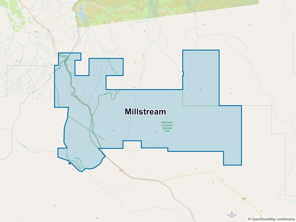 Map of Millstream, WA, Australia