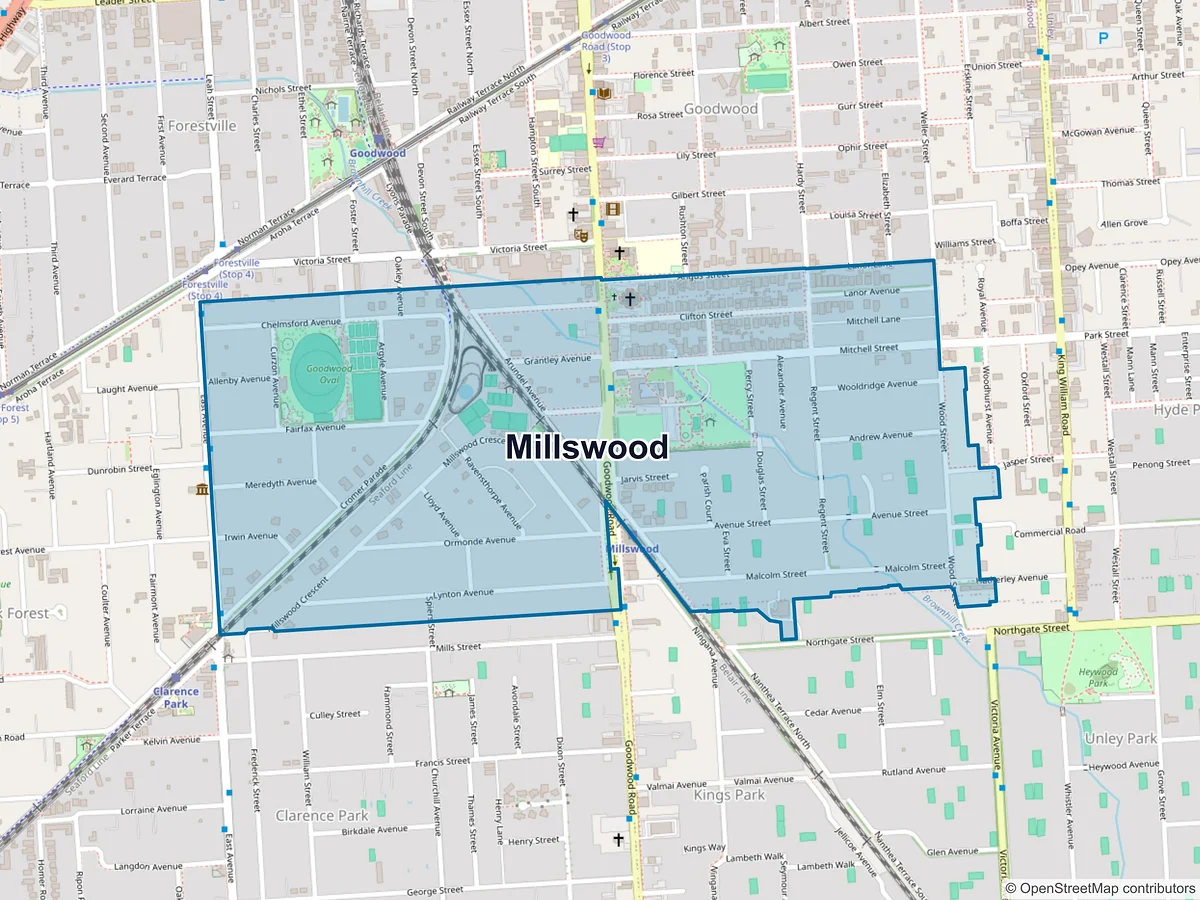 Map of Millswood, SA, Australia
